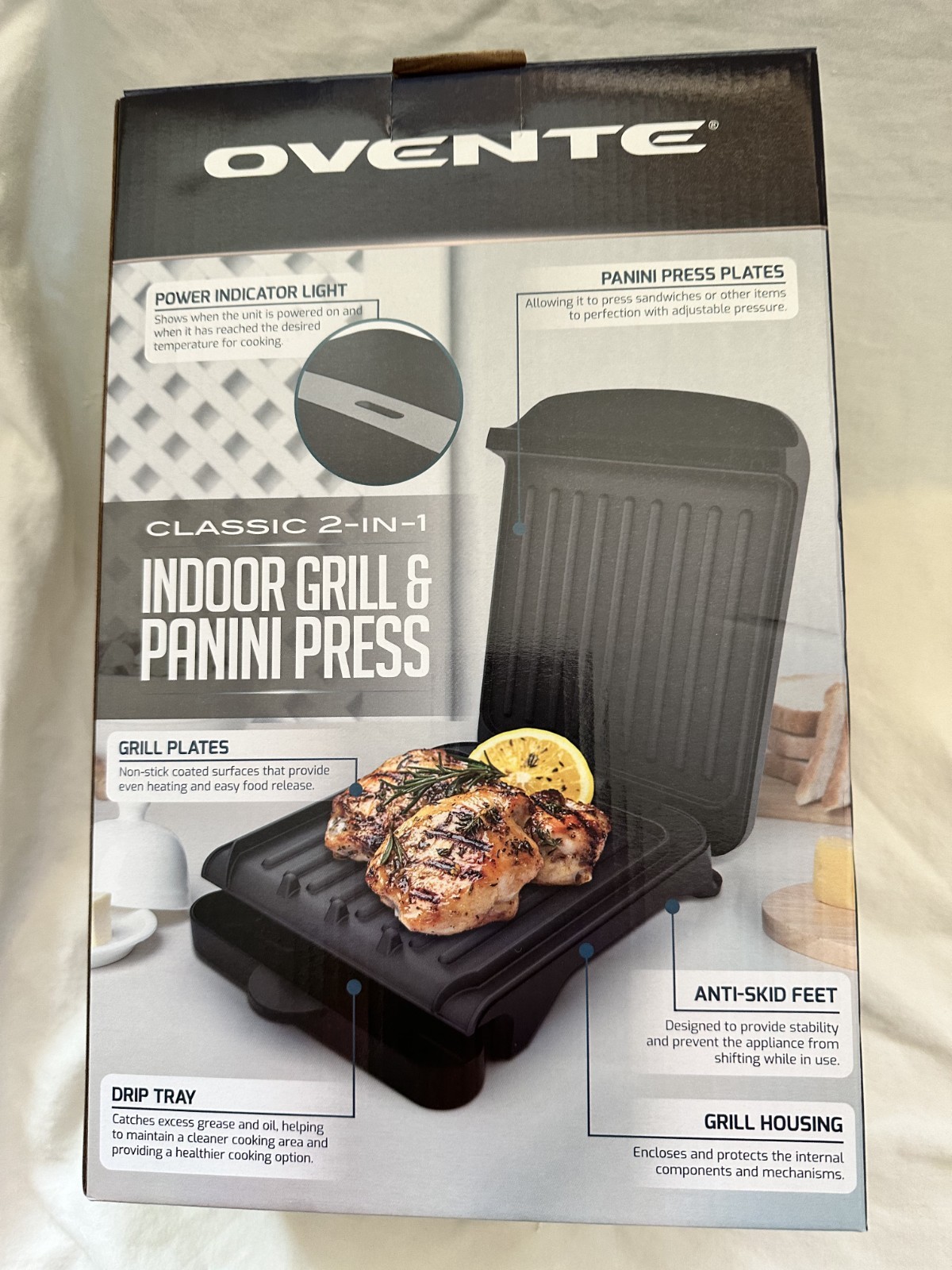 Ovente Classic 2-in-1 Indoor Grill and Panini Press