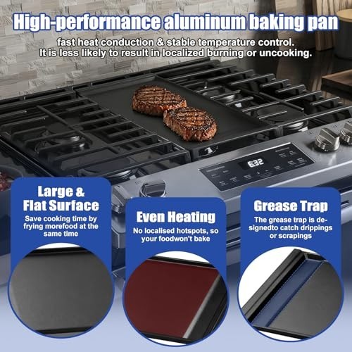 Aluminum Center Griddle Plate for GE Gas Range – Lightweight, Fast Heating, Repl