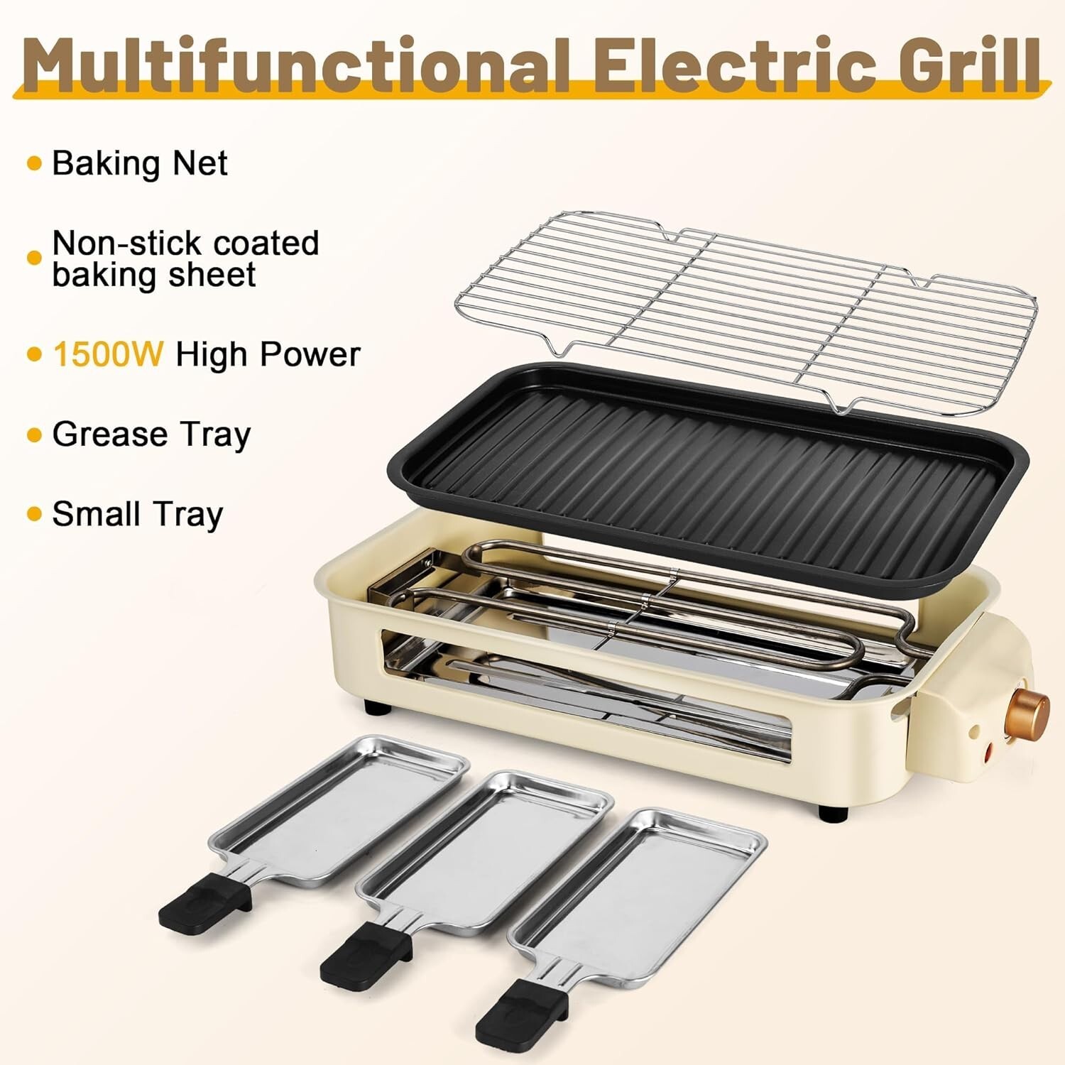 Electric Indoor Grill,2 in 1 Indoor Grill Non-stick 1500W