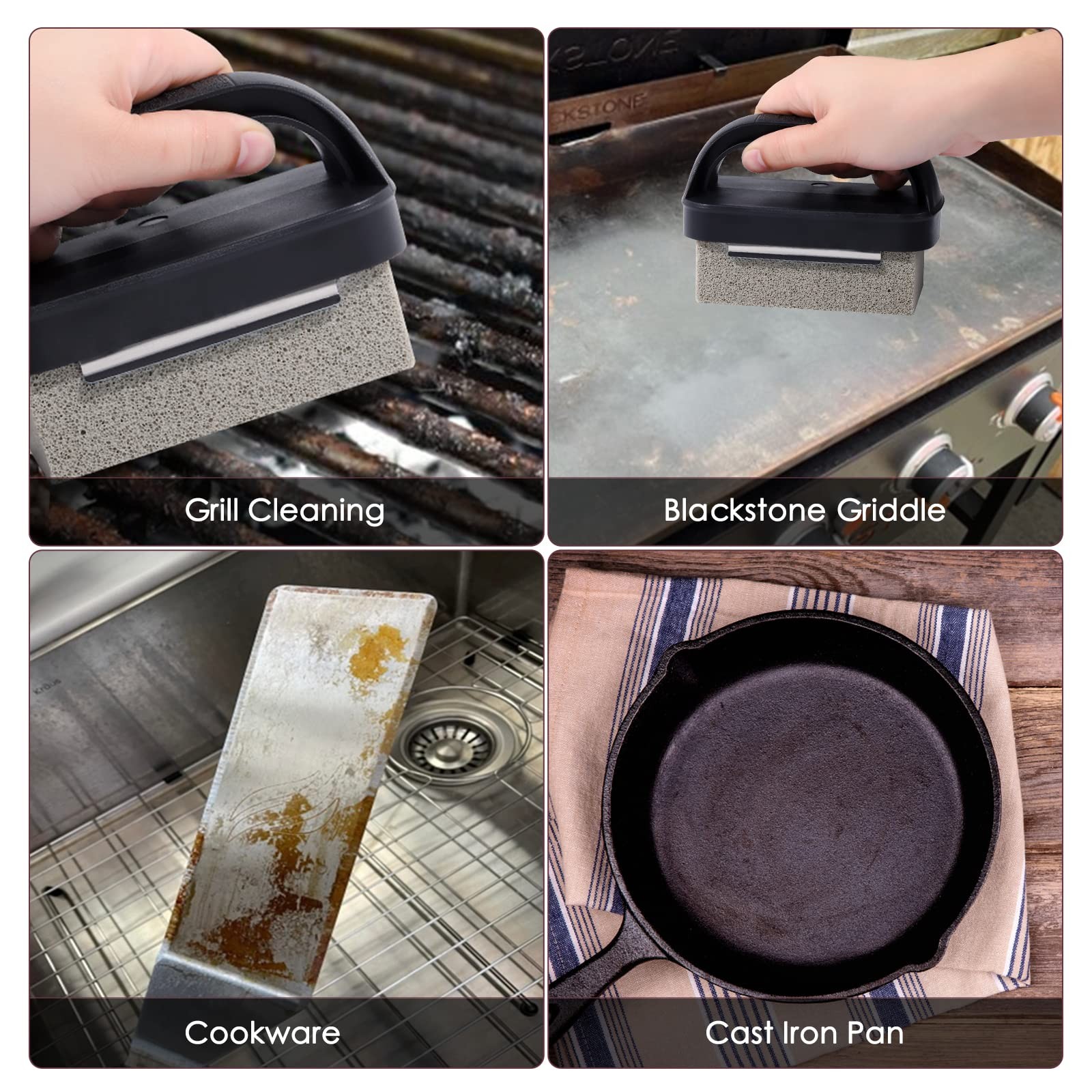MOWOT Blackstone Griddle Cleaning Brick Block Heavy 3 Pack with handle, Gray