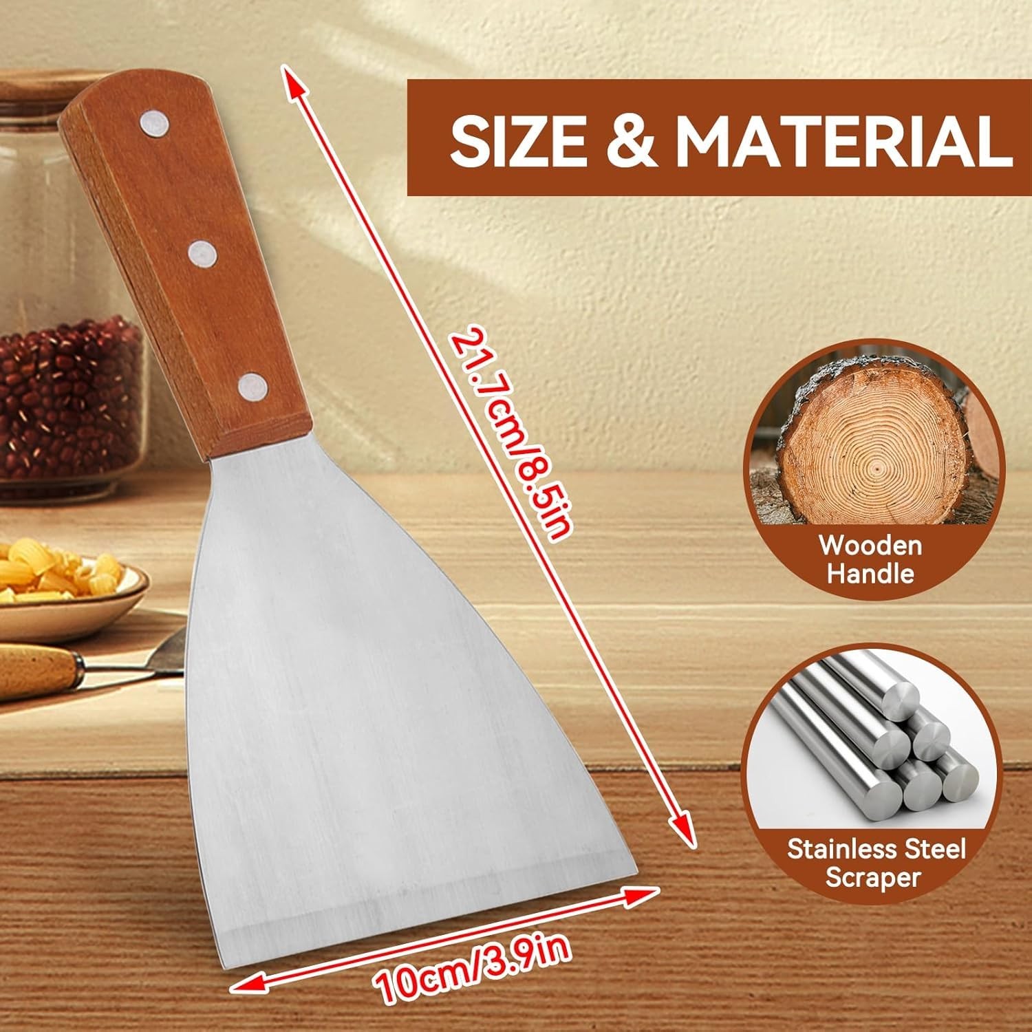 Cyoufine 2PC Grill Griddle Spatula Scraper Stainless Steel 9 Inch, Silver