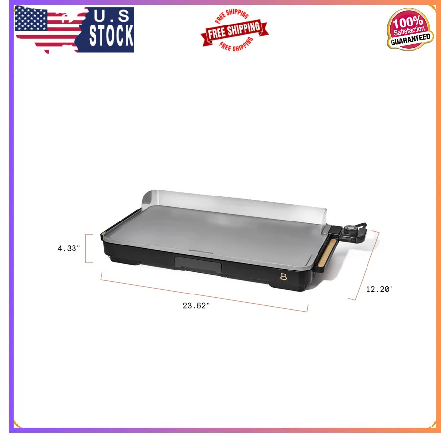Beautiful Drew Barrymore 12 x 22 Inch Electric Griddle Black Sesame Nonstick