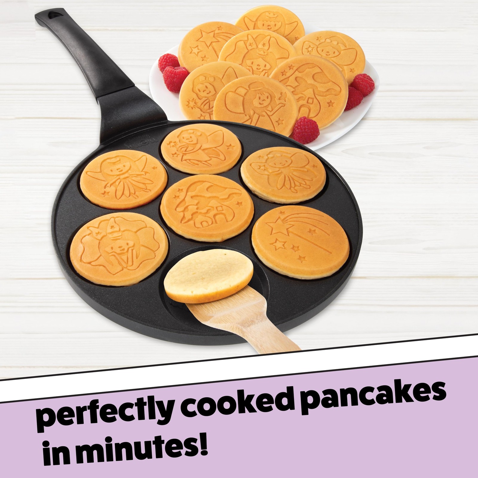 CucinaPro Fairy Friends Mini Pancake Pan- Make 7 Unique Flapjacks- Nonstick