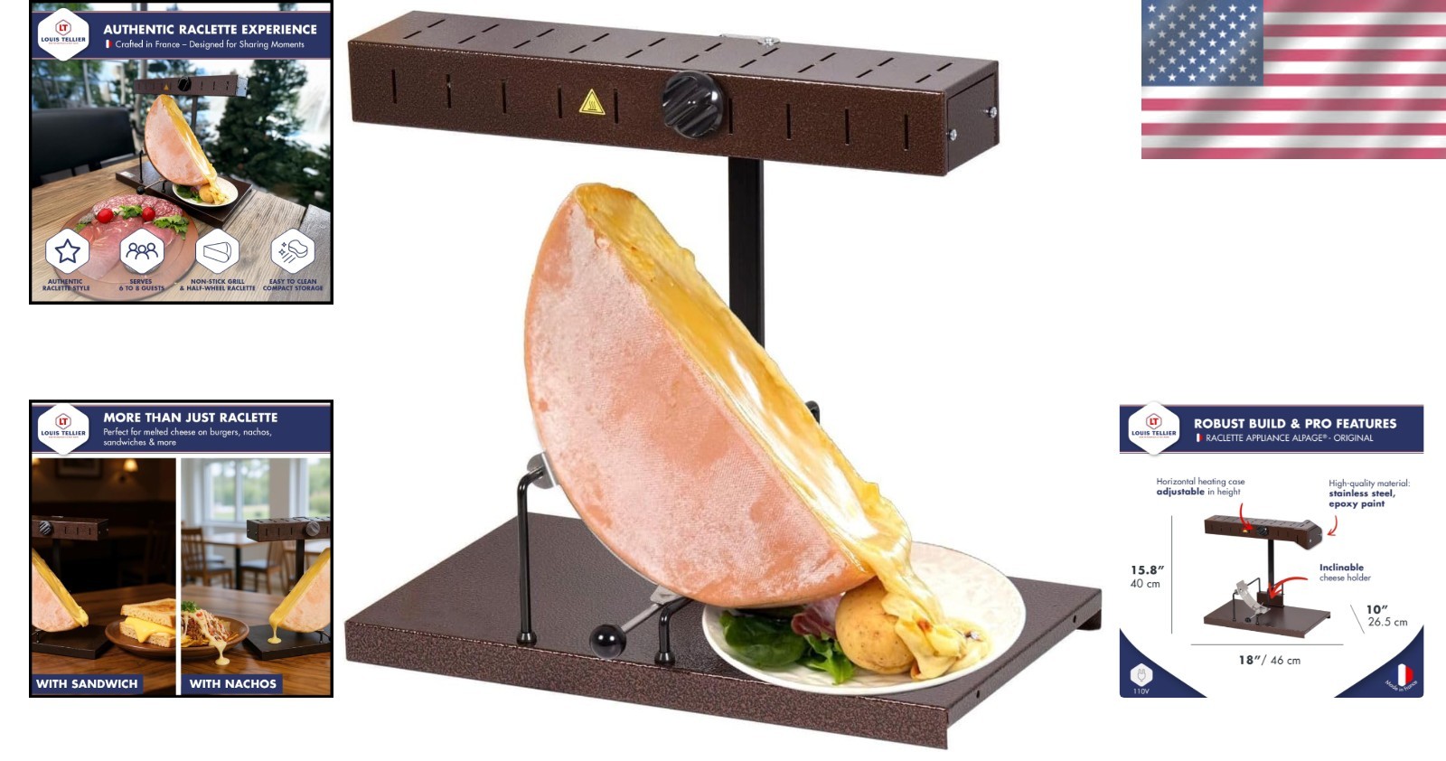 Alpage Commercial Raclette Cheese Melter – Adjustable Heating and Made in France