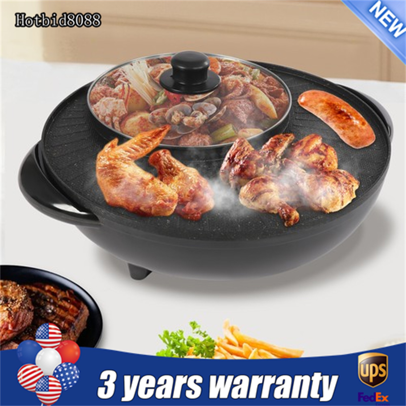 Circular Edition Hotpot Grill Combo Indoor BBQ Parties Electric Hot Pot Black