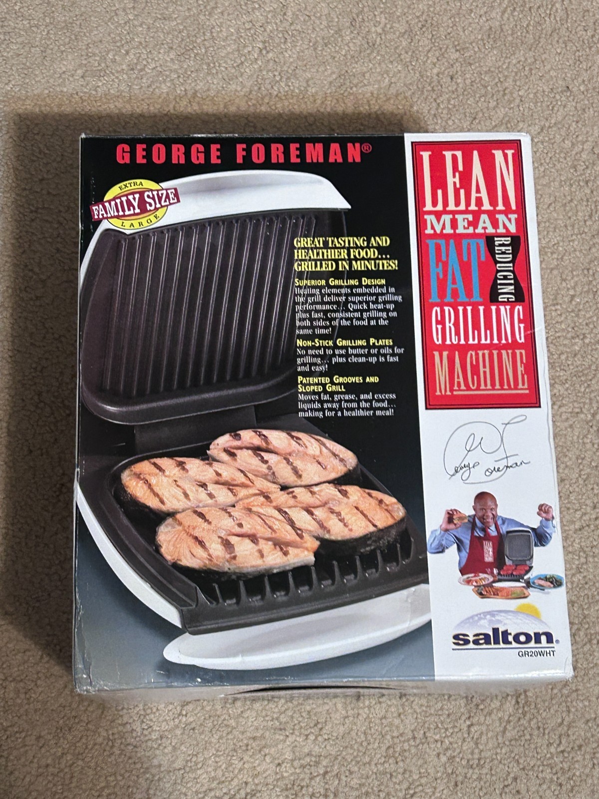 George Foreman Lean Mean Fat Reducing Grilling Machine XL Family GR20TMR White
