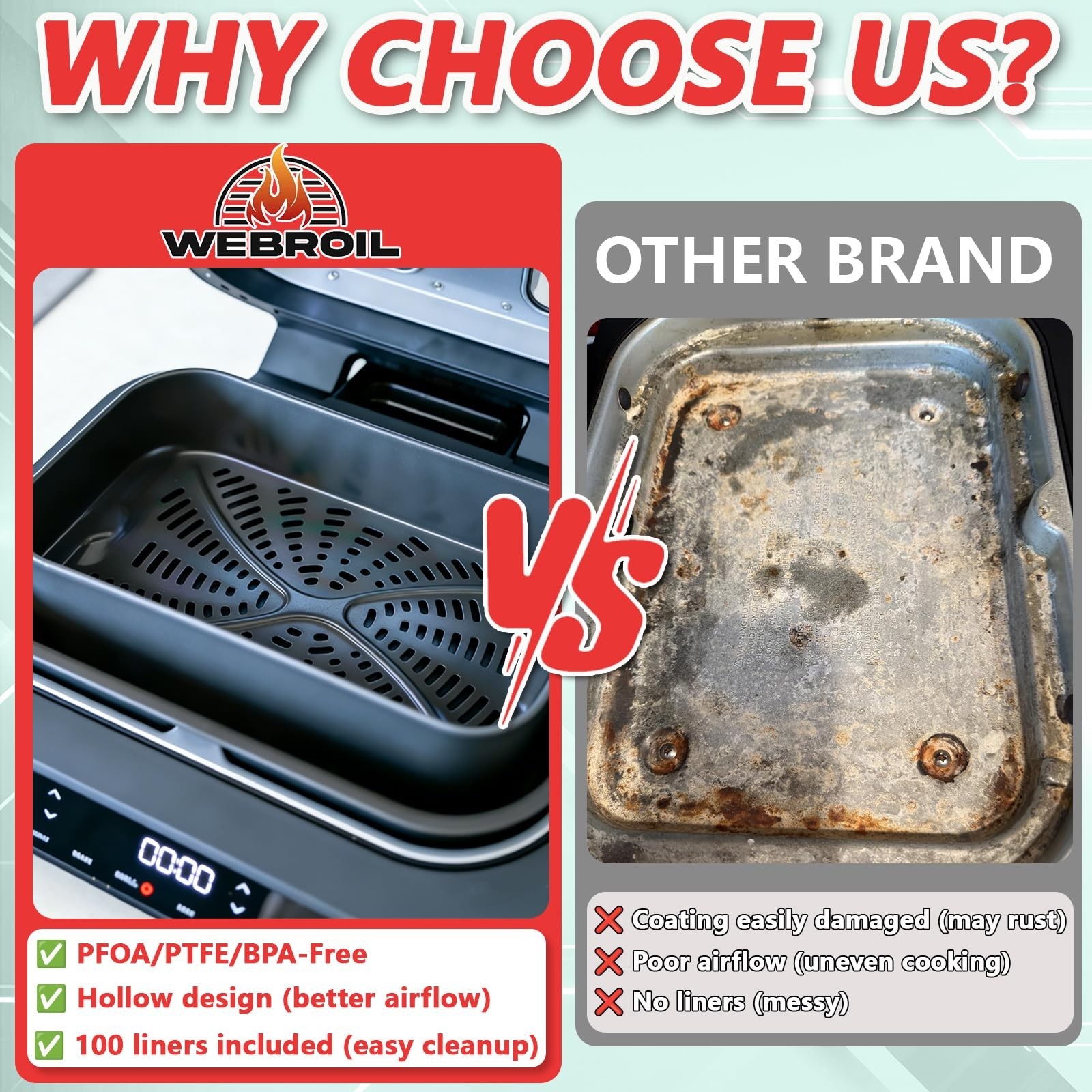 Nonstick Crisper Basket for Indoor Grill & Air Fryer, Versatile Cooking Tool