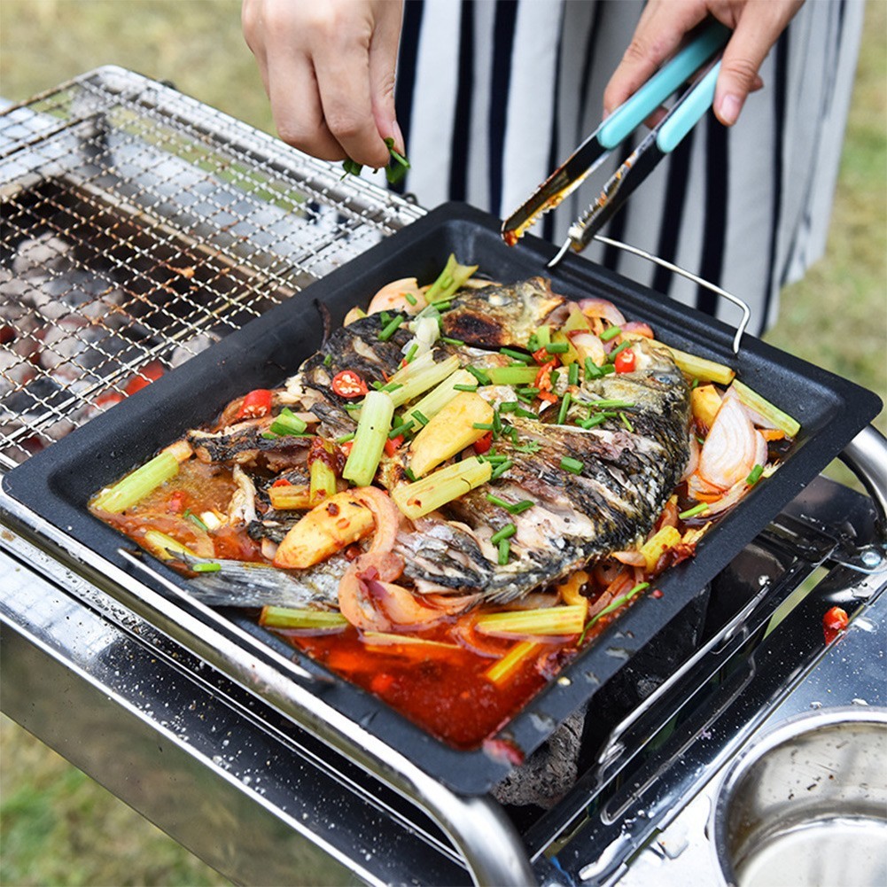BBQ-Suitable Baking Pan 25x30cm Iron Body with Even Heat Distribution Feature
