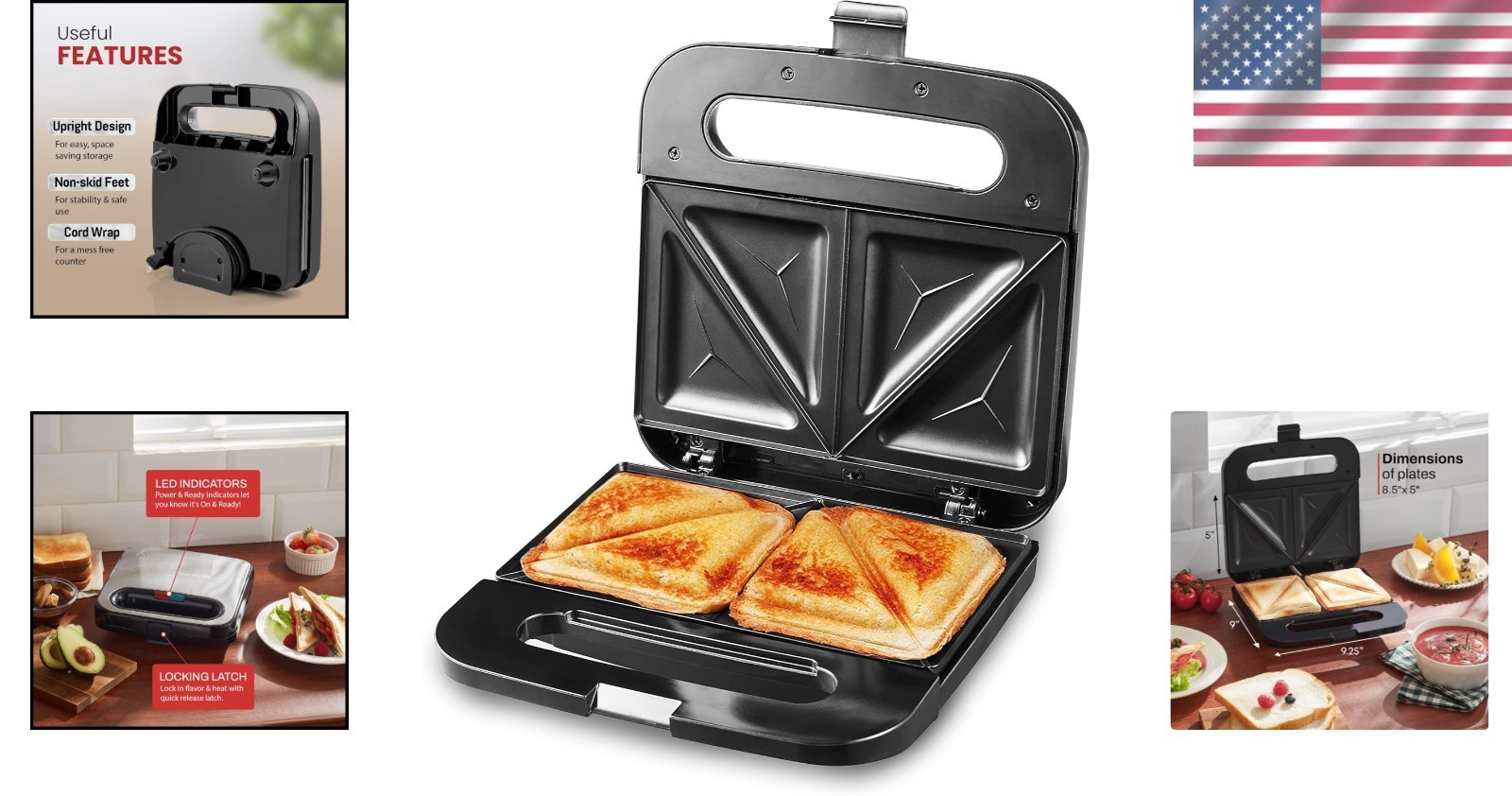 Dual Non-Stick 2-Slice Panini Press: Enjoy Grilled Cheese & Tuna Melts Fast