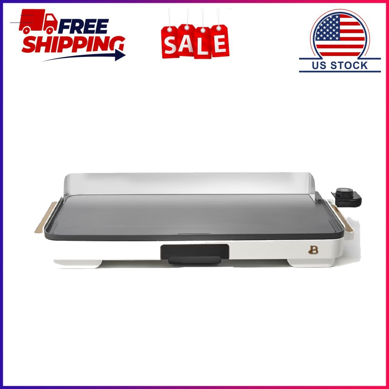 Beautiful XL Electric Griddle 12″ x 22″ – Non-Stick, White Icing by Drew Barrymo