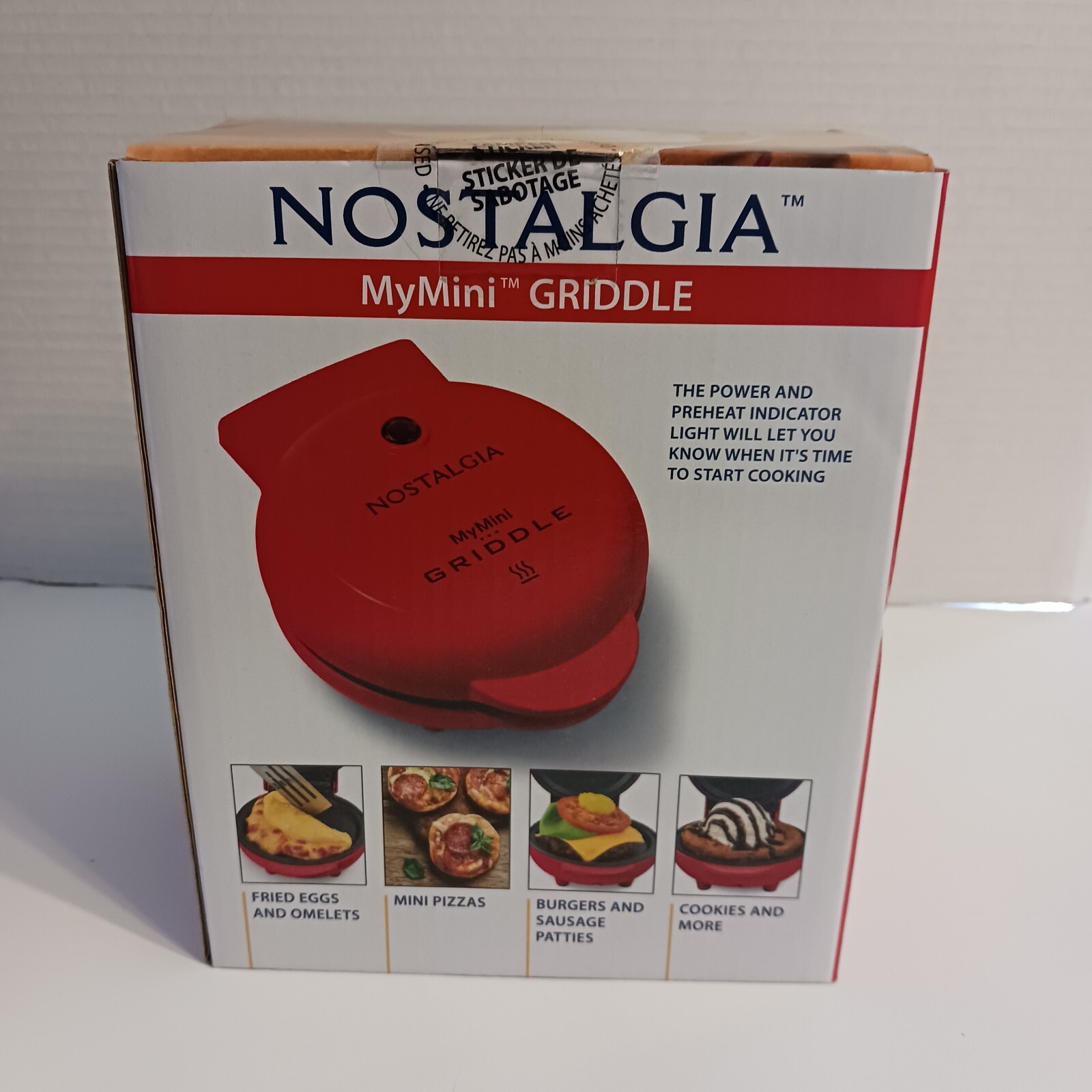 Nostalgia My Mini Griddle 5″ Nonstick Cooking Surface Wipes Clean Compact Red