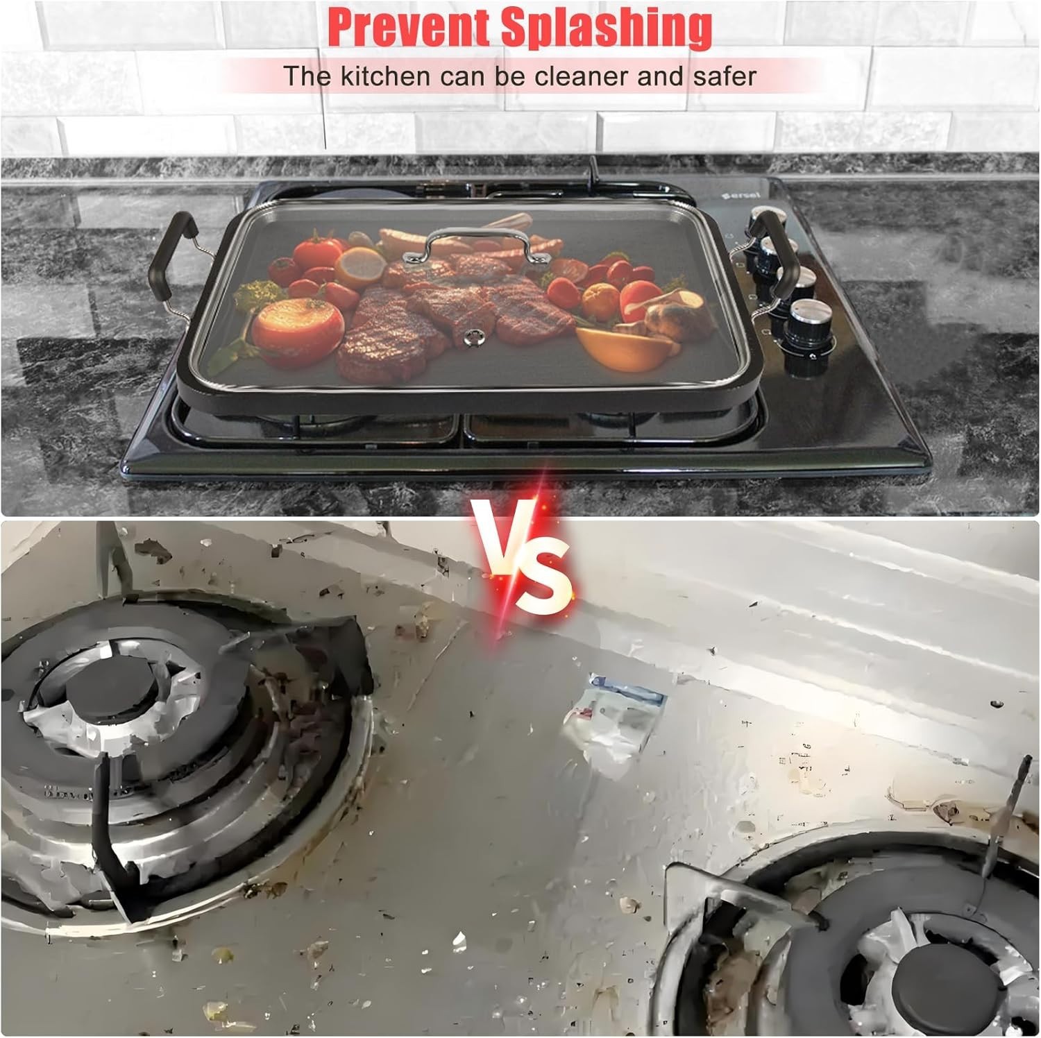 2-Burner Griddle Pan with Glass Lid – Nonstick Stovetop Griddle for Gas, Glas…
