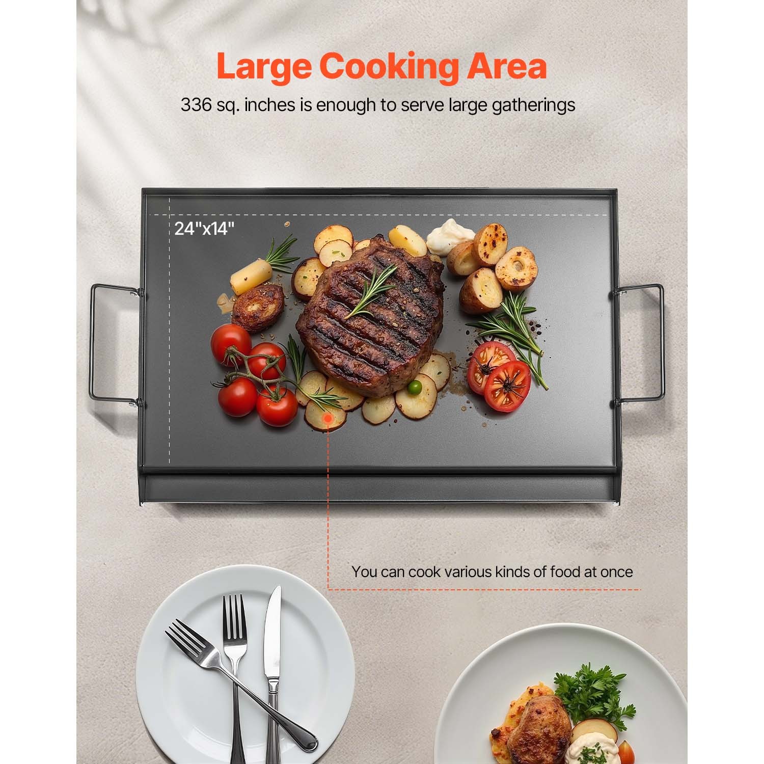 Uimoso 24×16 in Carbon Steel Flat Griddle for BBQ and Cooking