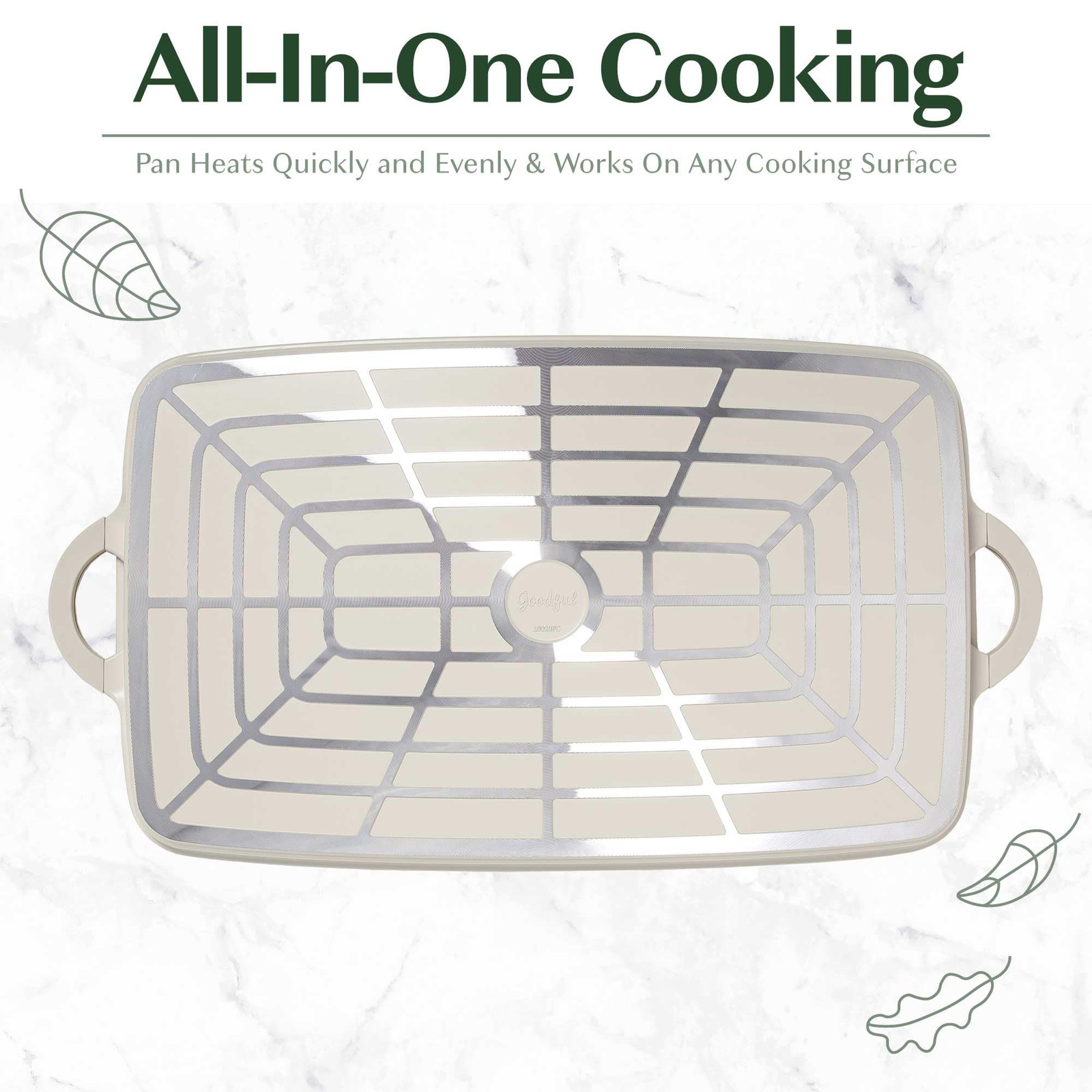 Goodful All-In-One Double Burner Griddle Ceramic Nonstick Durable Cast Aluminum