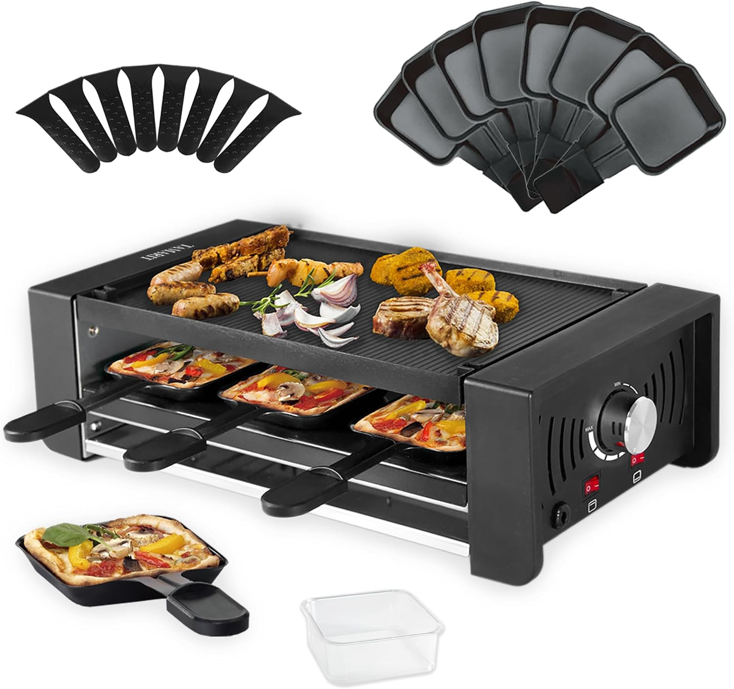 TAMARIT 3-Tier Raclette Party Grill, 1450W Indoor Electric Table Grill | Raclett
