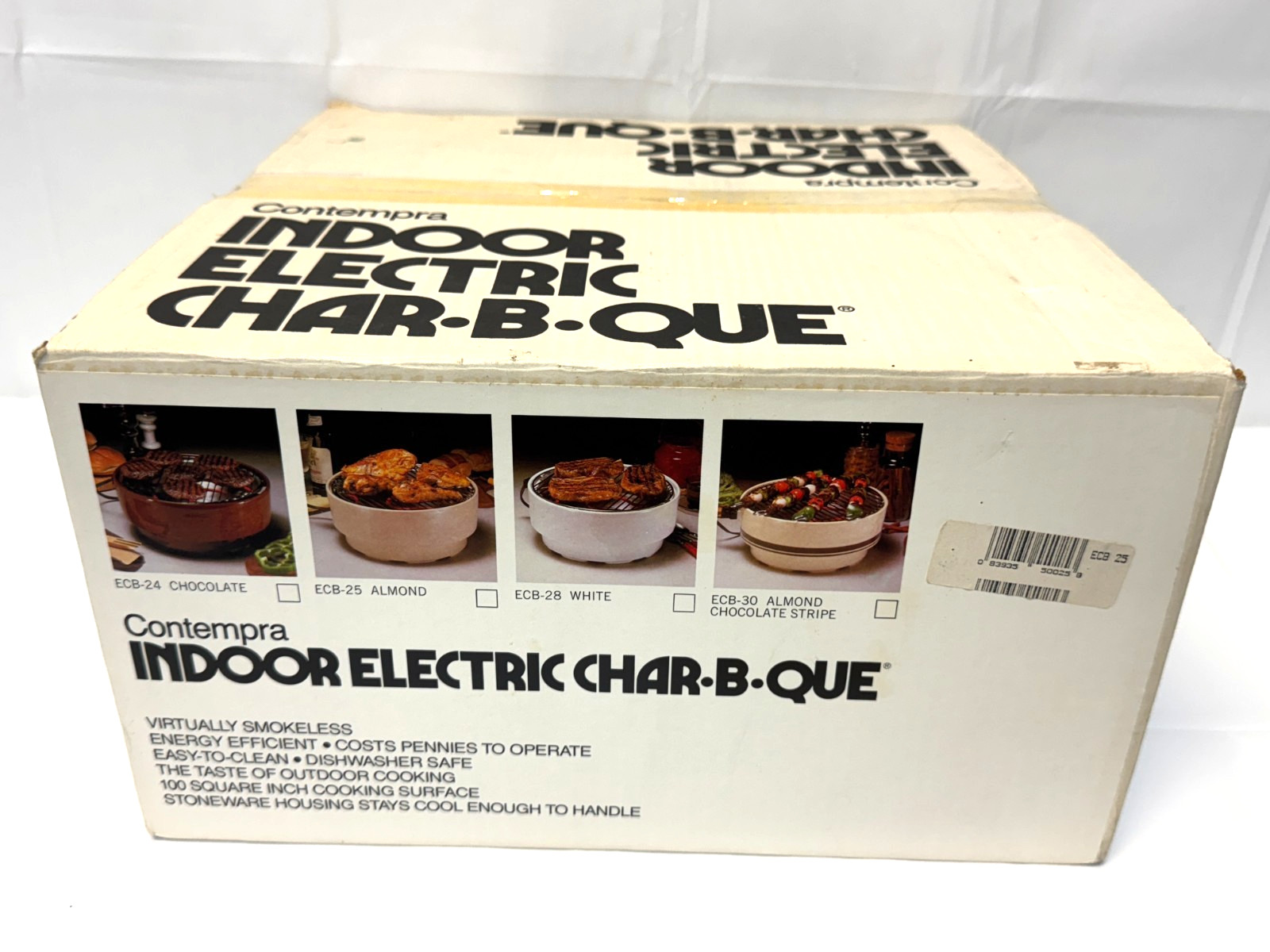 NEW Vintage CONTEMPRA Electric Indoor Smokeless Counter-Top Grill ECB-25, Almond