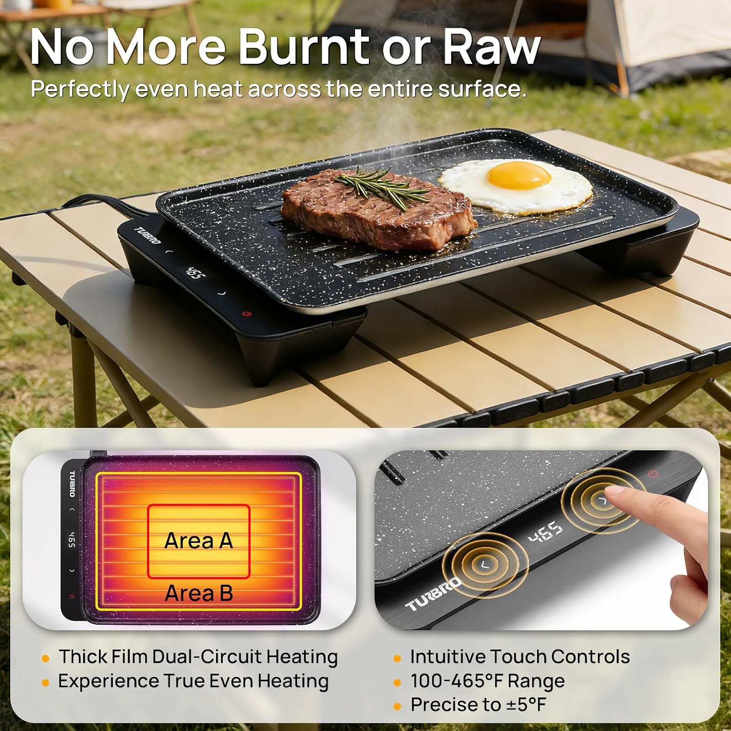 EG13 Portable Electric Griddle Low-Power 300-600W Thick-Film Fast Heating