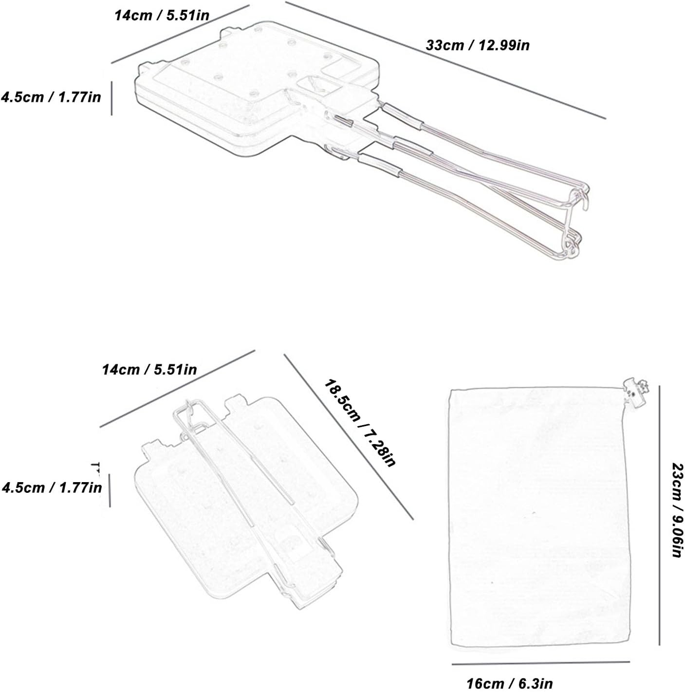 Foldable Hot Sandwich Maker Double Sided Sandwich Baking Pan Nonstick Coating