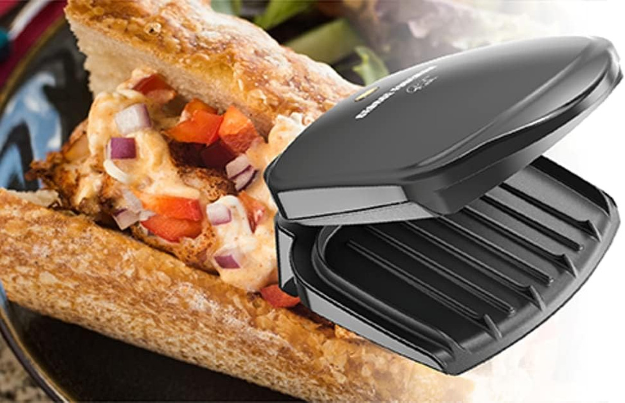 GR10B 2-Serving Mini Grill & Panini Press, Compact 7.3” X 5.6” Cooking Surface,1