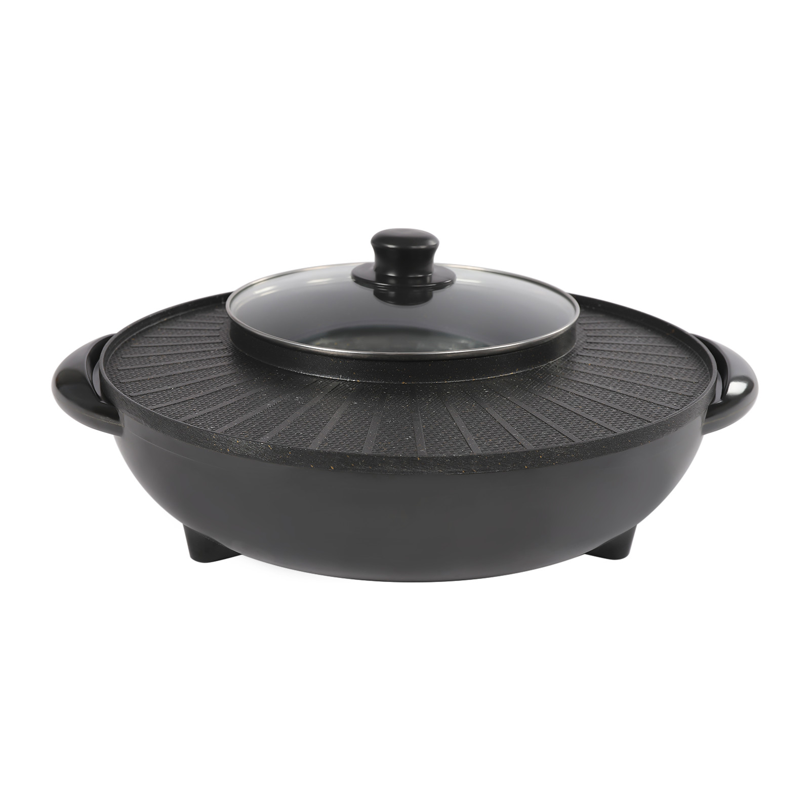 Circular Edition Hotpot Grill Combo Indoor BBQ Parties Electric Hot Pot Black