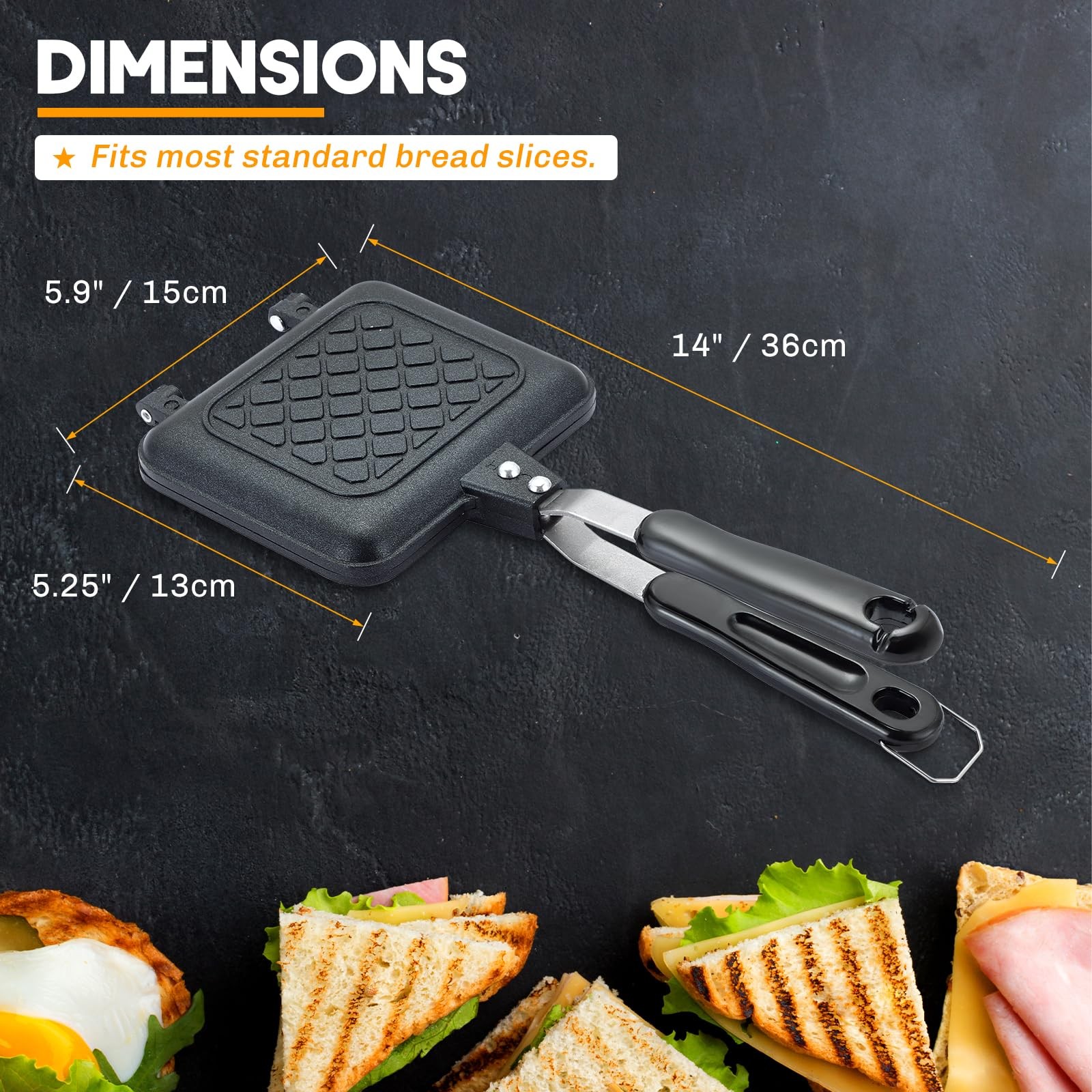 Sandwich Maker Pan, Grilled Panini Press with Non-Stick Double Sided Flip Fry…