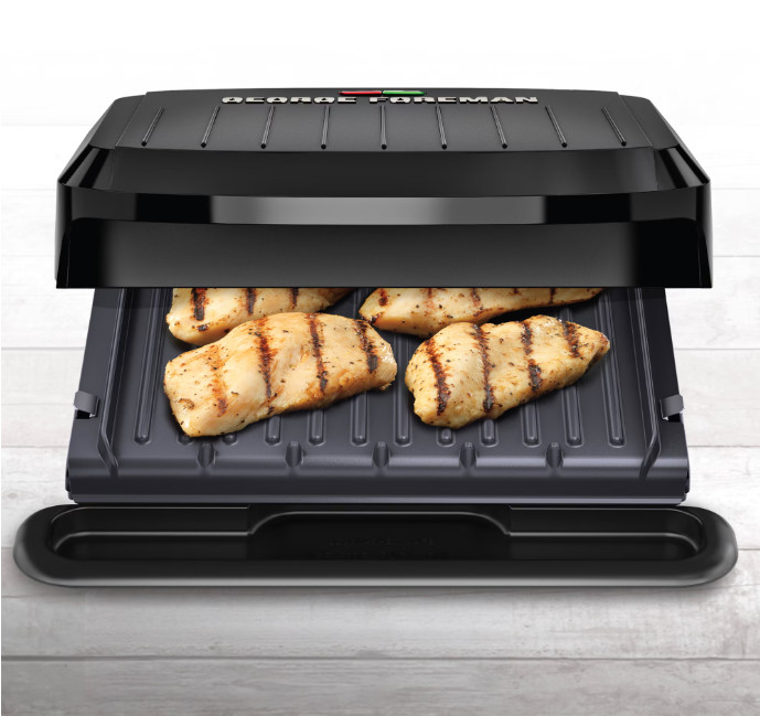 George Foreman 4-Serving Electric Grill & Panini Press, Easy-Clean Nonstick Plat