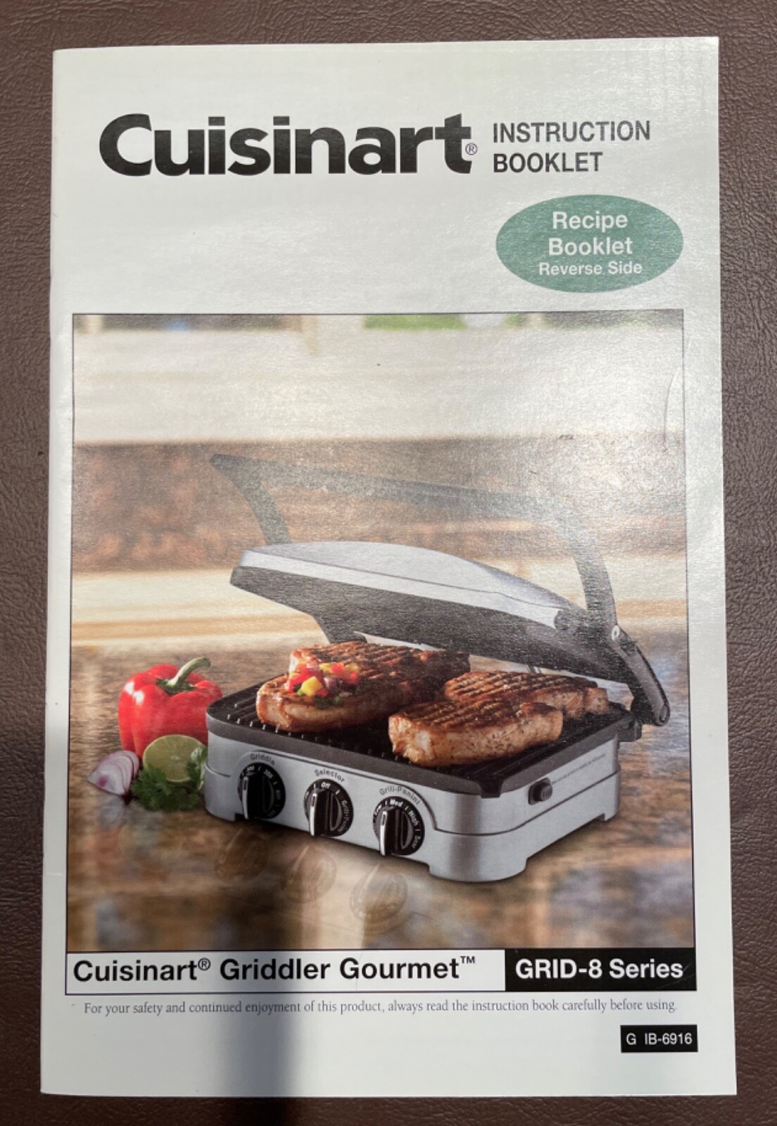 Griddler Gourmet by Cuisinart Electric Panini Grill Griddle Model No. GRID-8PC