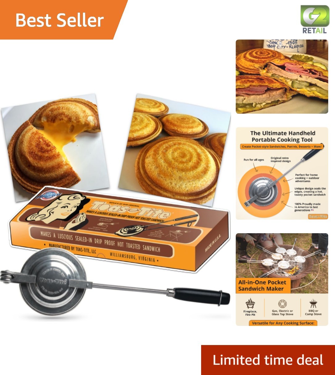 PFOA-Free Handheld Sandwich Grill: Create Delicious Pies & Snacks Anywhere