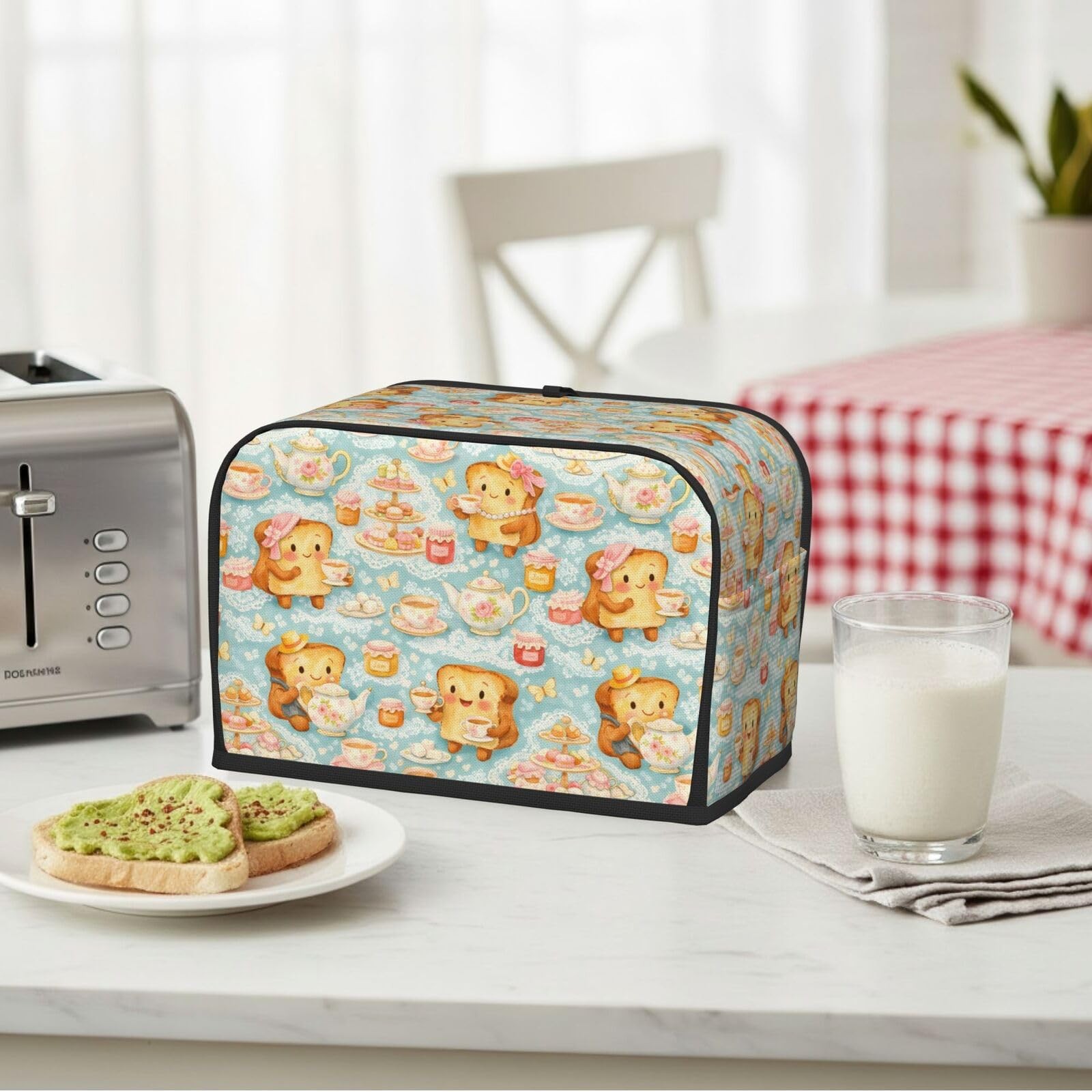 NeuKim 2 Slice Toaster Cover 2 Slice, Vintage High Tea Party Toast Pattern
