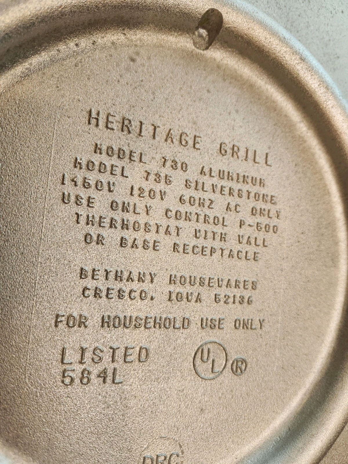 Bethany Housewares Heritage Lefse Baker Grill #730 Textured Aluminum 16″ Round