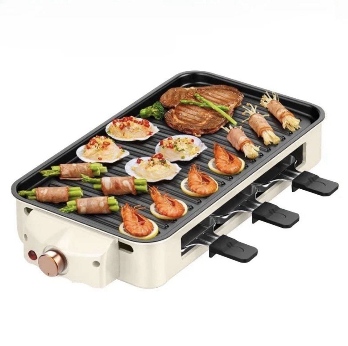 1500W Electric Barbecue Grill 2 In 1 Indoor BBQ Griddle Hot Plate Smokeless