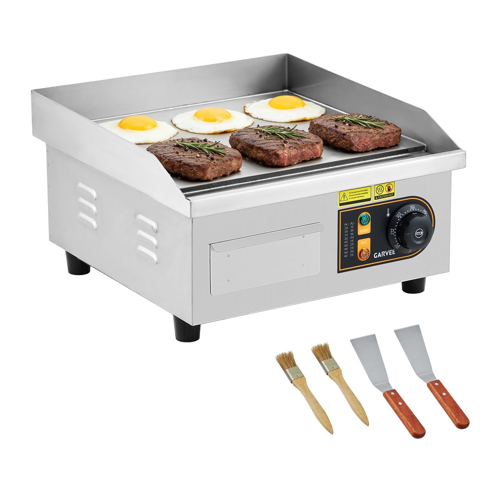 14/18/22″ Commercial Electric Griddle Countertop Flat Top Grill 122°F-572°F Adj