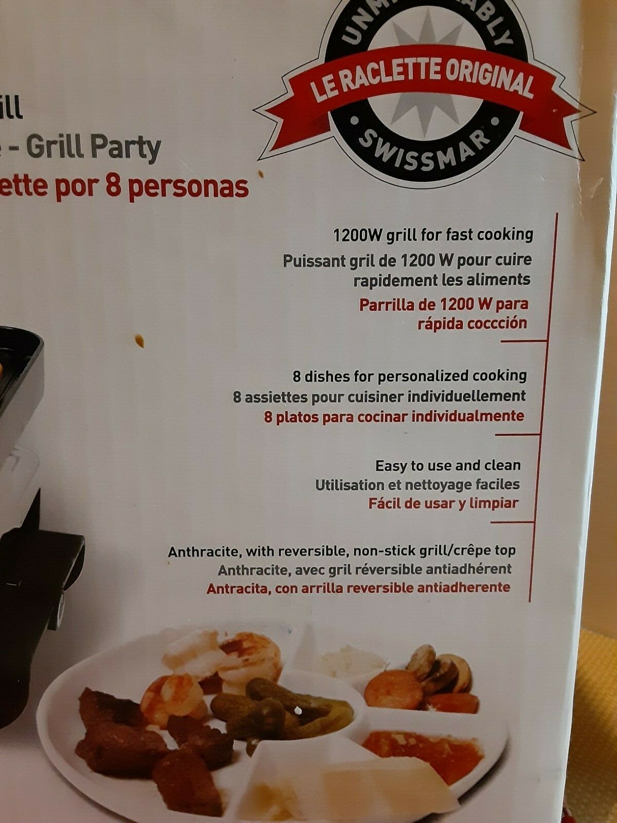 SWISSMAR CLASSIC RACLETTE REVERSIBLE GRILL PARTY GRILL FOR 8