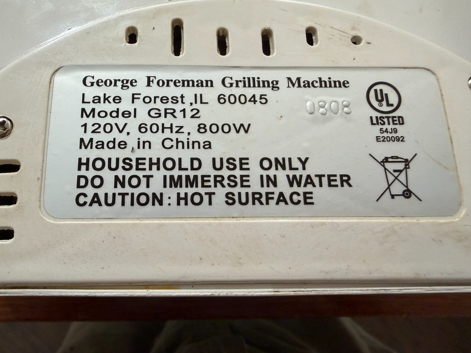 George Foreman Grilling Machine GR12 800W 120V White Non Stick Works Great!