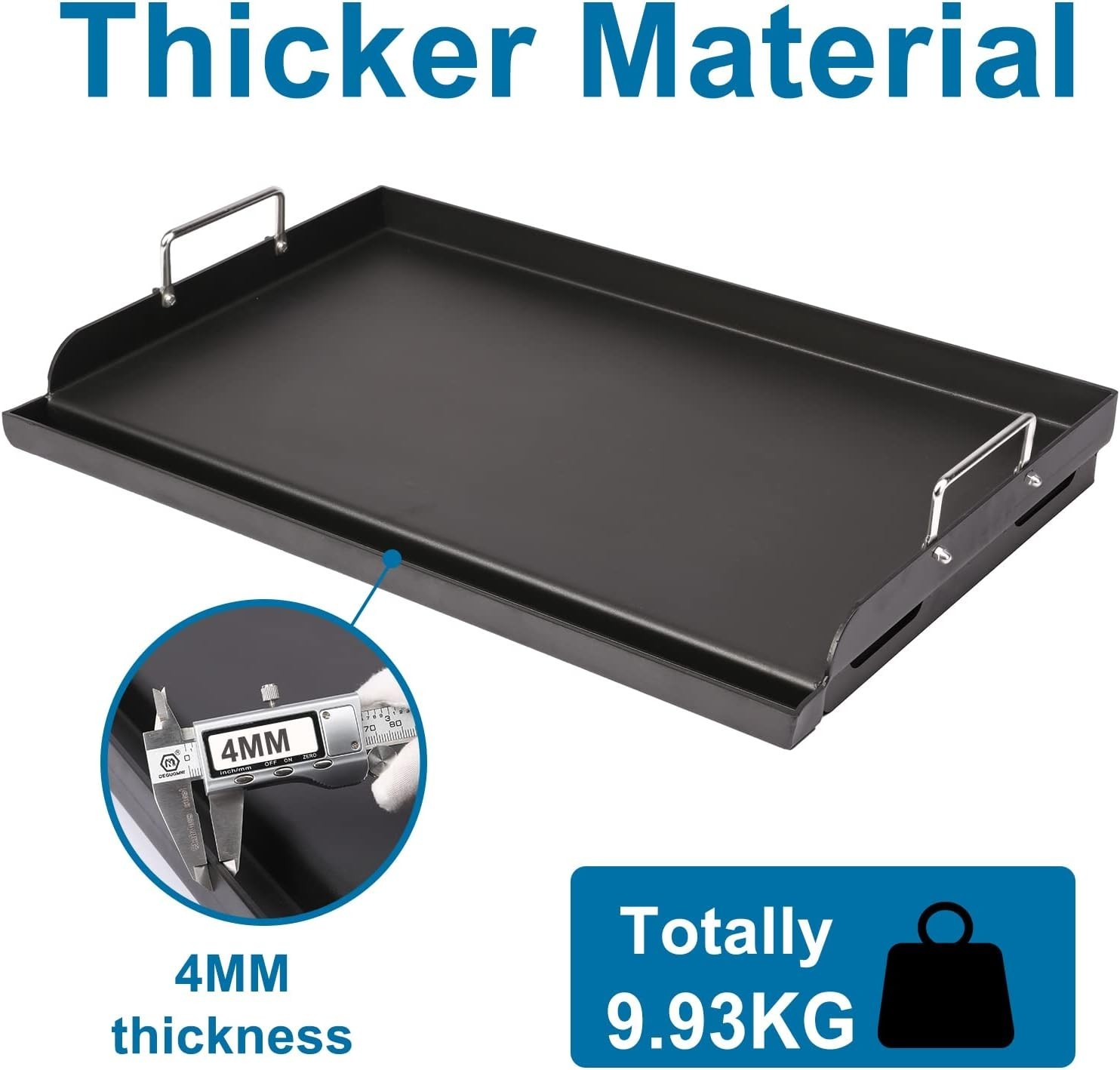 25″ x 16″ Pre-Seasoned Nonstick Cast Iron Griddle Gas & Charcoal Grills