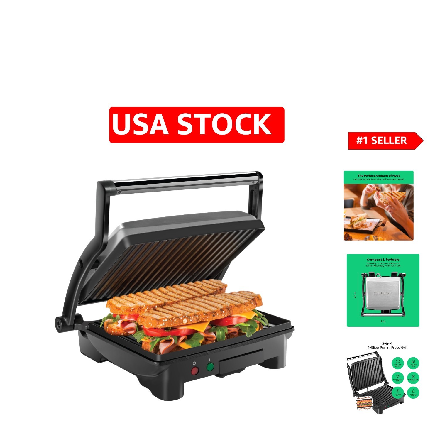 Effortless 4 Slice Panini Grill & Sandwich Maker – Stress-Free Cooking At Home