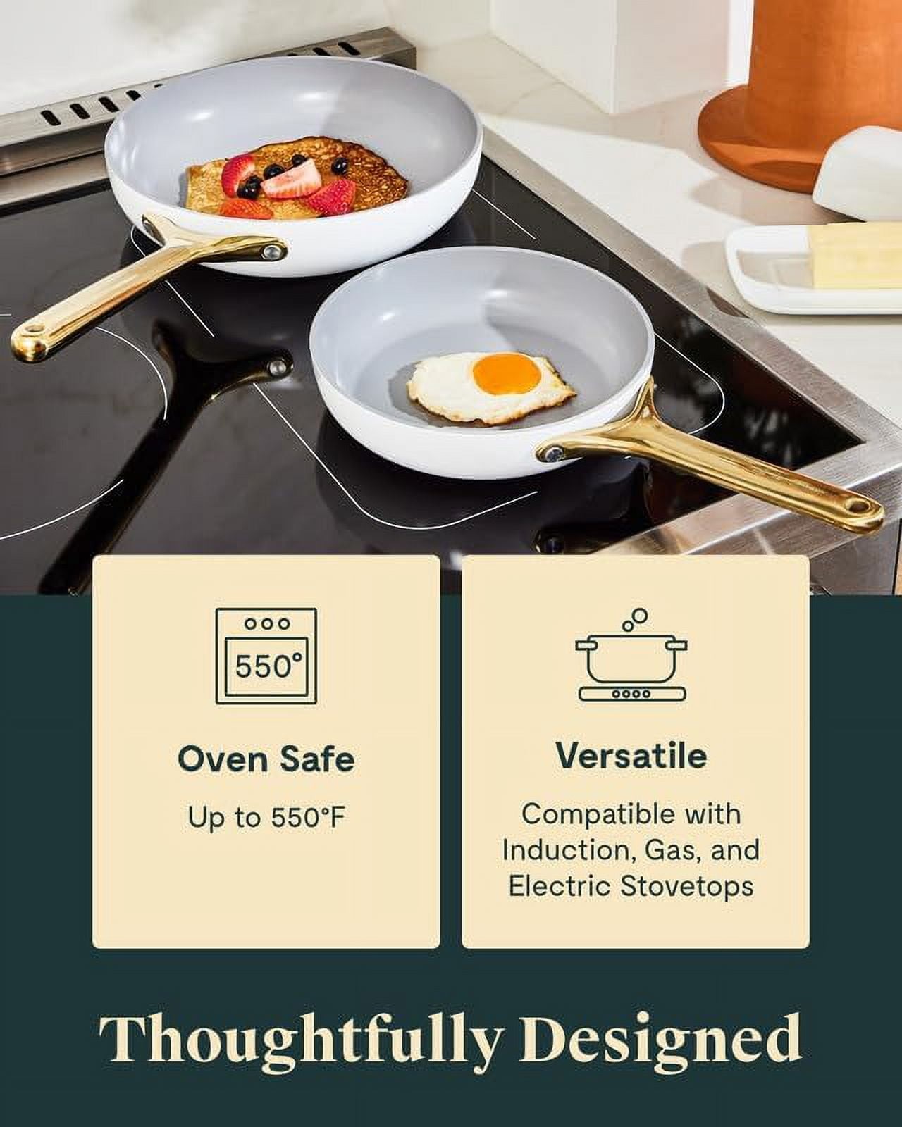 Caraway Ceramic Non-Stick Mini Fry Pan, 8 in, Cream, Oven Safe, Induction
