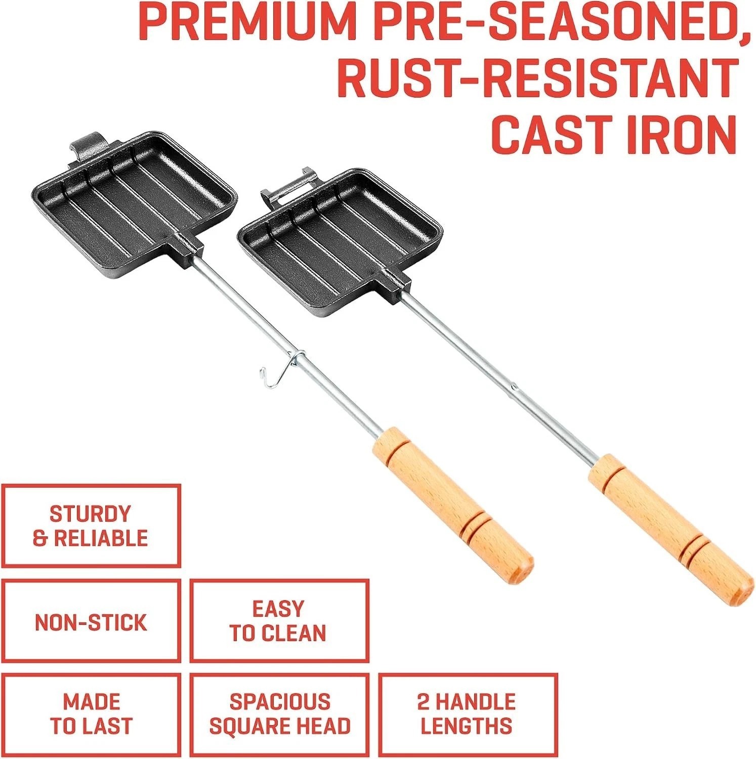 Pie Iron Sandwich Maker – Cast Iron Sandwich Maker with Recipe Book | Pudgy P…