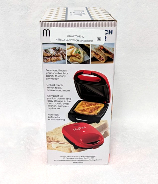Nostalgia MyMini Sandwich Maker Brand New In Box Red – Grilled Cheese Press