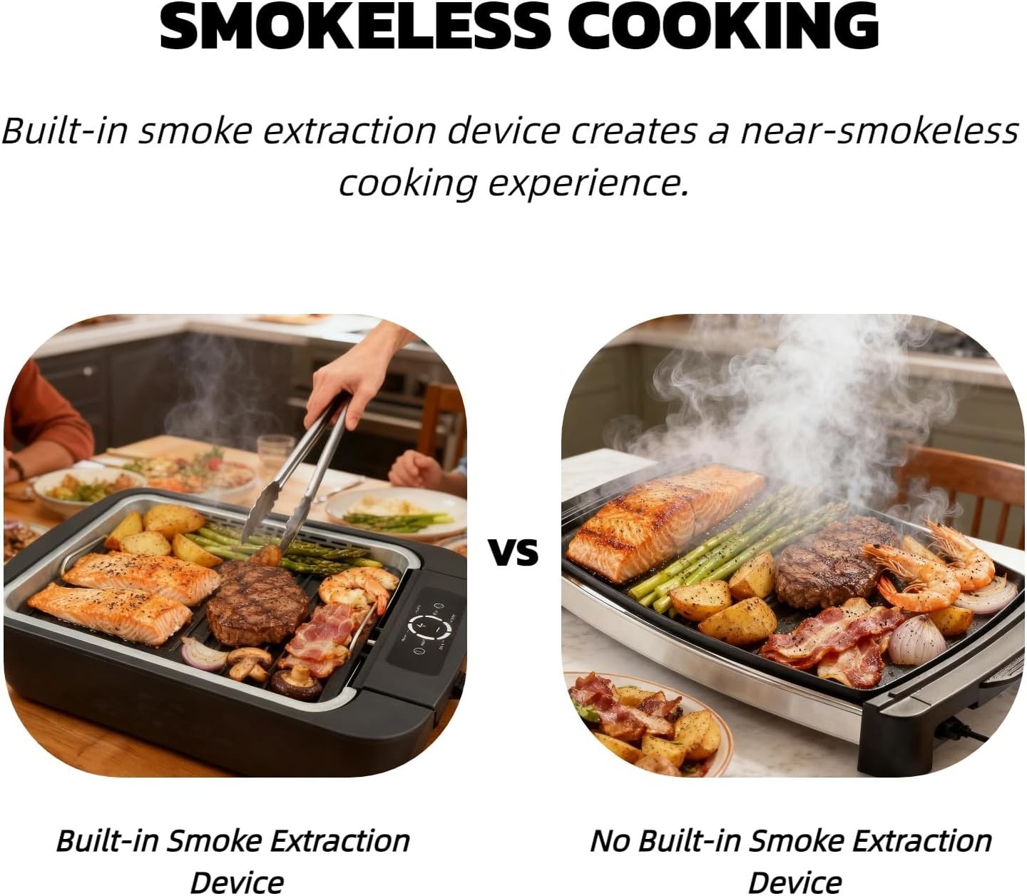 Smokeless Indoor Electric Grill 16″ 1100W Non-Stick BBQ Griddle 5-Serving Black