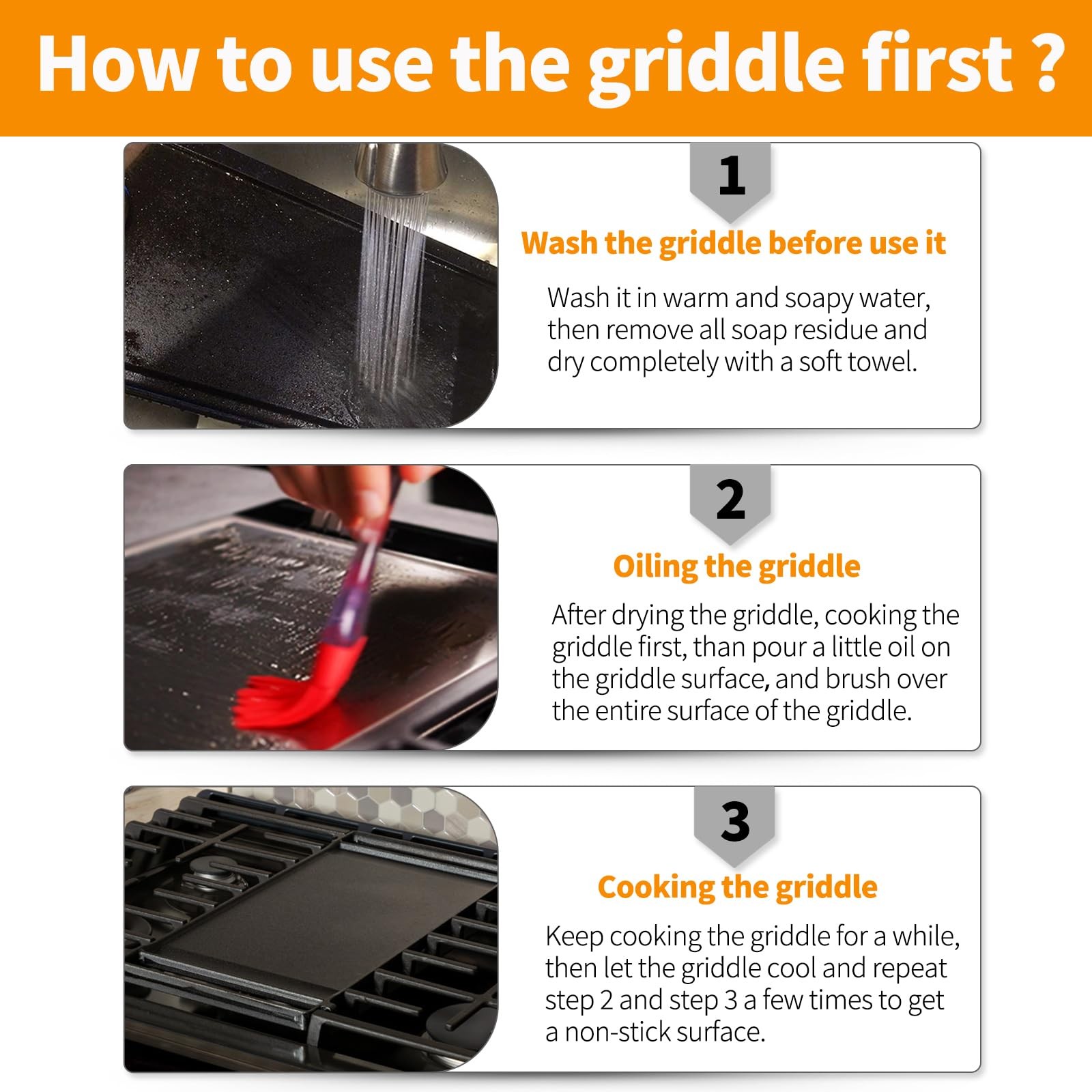Reversible Cast Iron Griddle WB31X24998 WB31X24738 JXGRILL1 for GE Stove