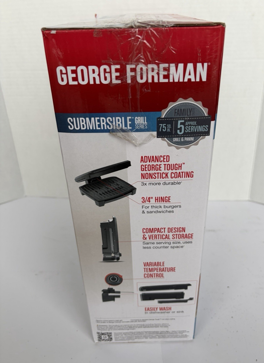George Foreman – GRECV075B 5-Serving Submersible Grill – Black Plates