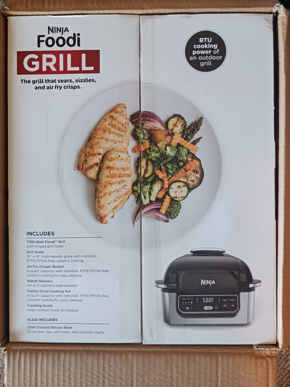 BRAND NEW Ninja Foodi 6-qt 5-in-1 Indoor Grill & Air Fryer AG302 Black/Silver