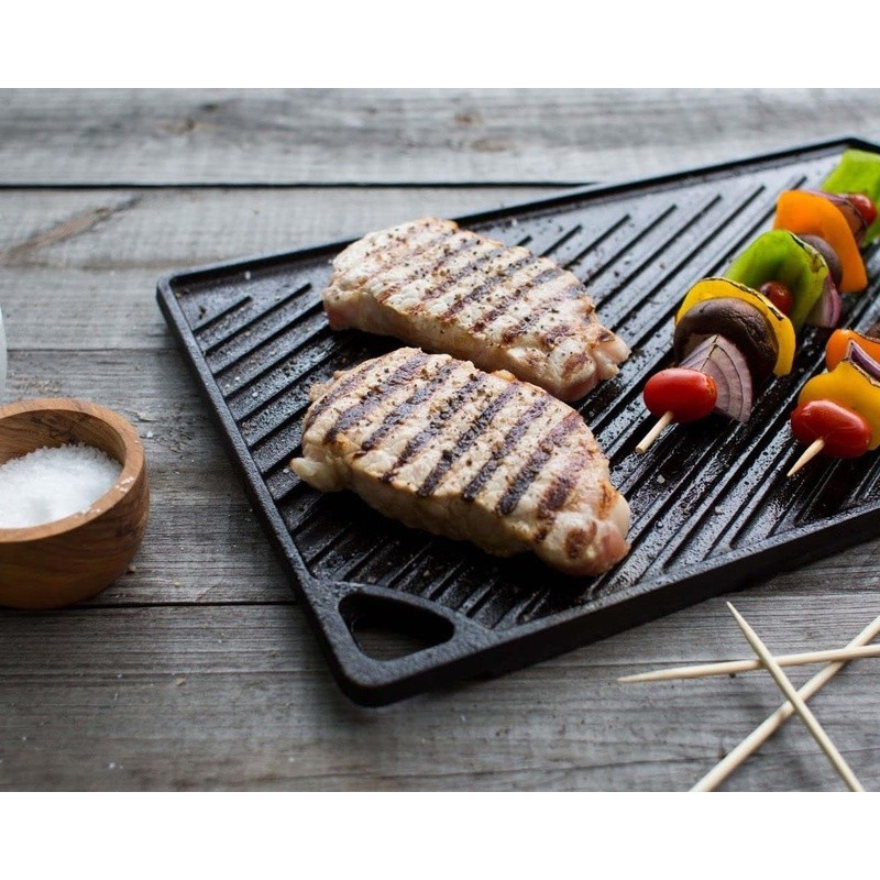 PFAS Free Non Toxic Reversible Cast Iron Double Burner Griddle Grill Cookware US