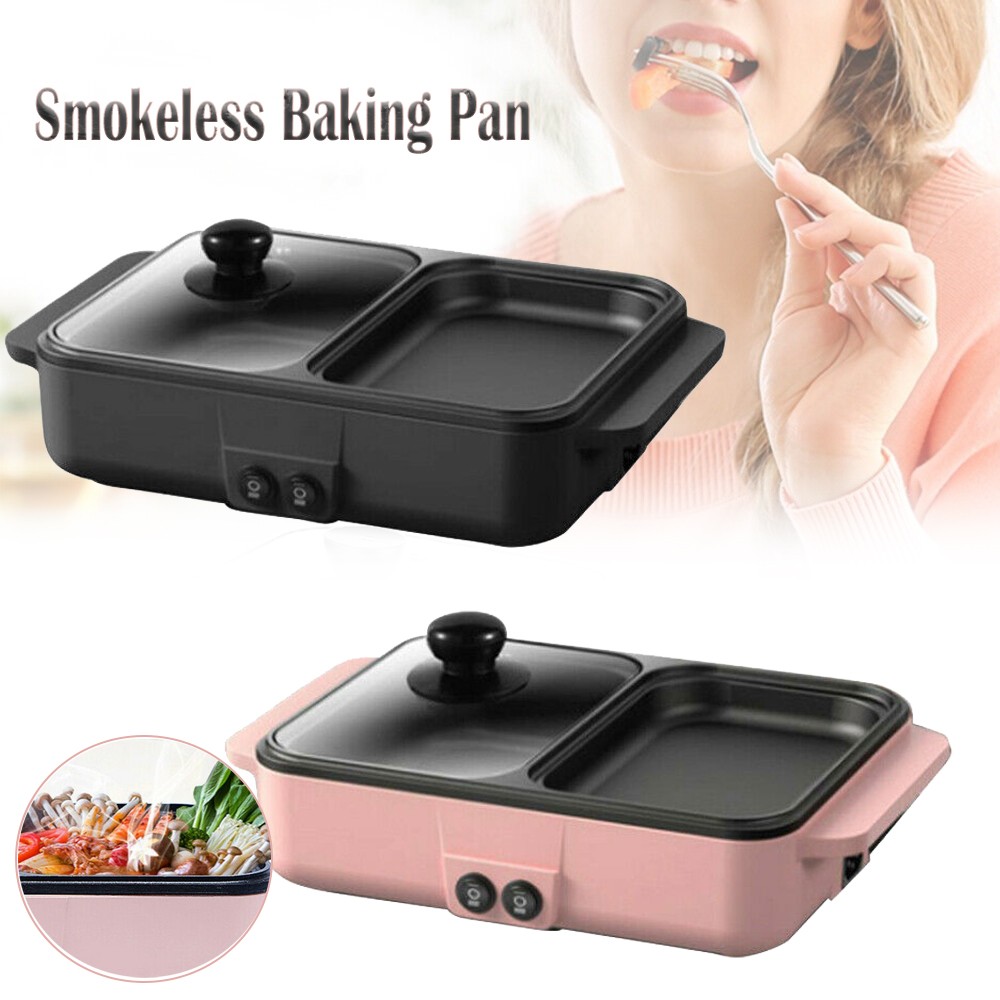 Electric Hot Pot 2 in 1 Shabu Hotpot Korean BBQ Grill Separate Temp Control