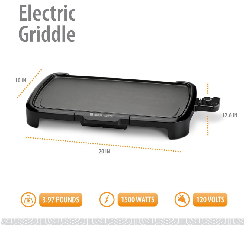 Toastmaster Electric Griddle – Flat Top Nonstick Griddle