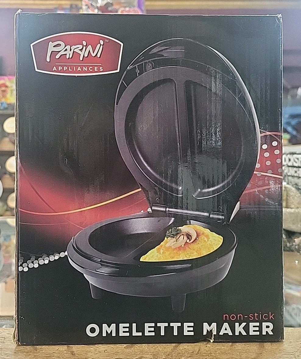 Parini Omelette Maker Electric Non-Stick 2 Egg Cooker Black Breakfast Appliance