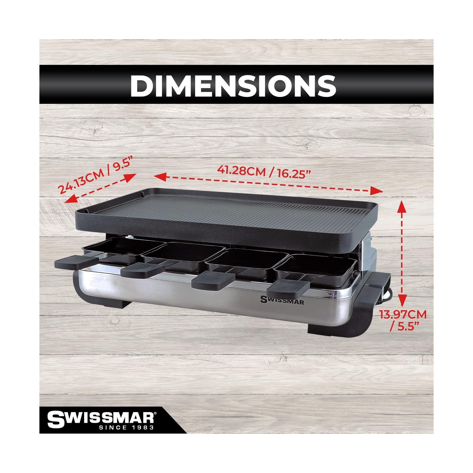 Swissmar Classic Raclette Party Grill with Reversible Cast Aluminum Non-Stick…