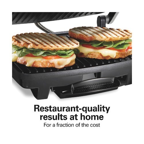 Hamilton Beach Panini Press Nonstick Indoor Grill Silver: 1500W Metal Kitchen