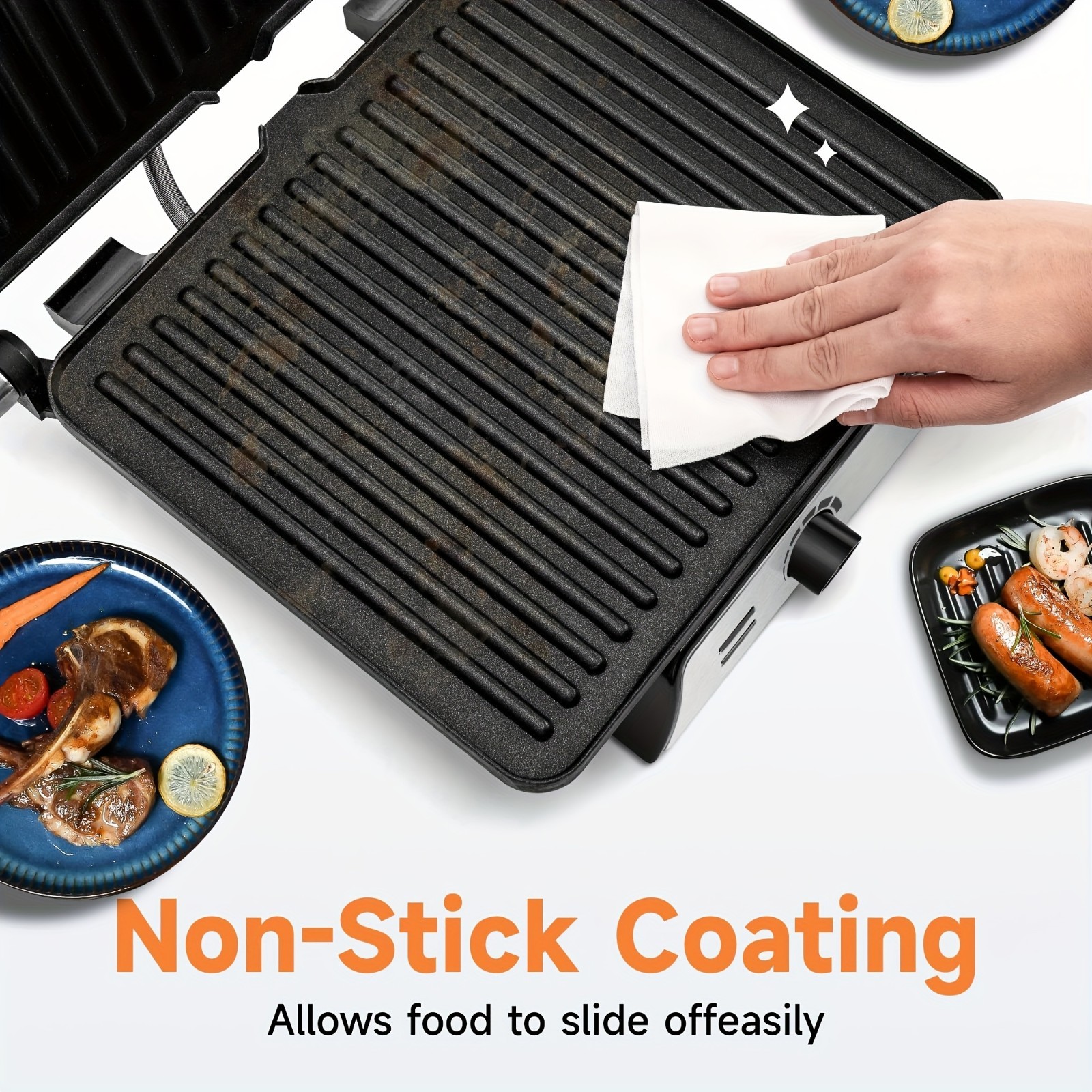Compact Electric Grill 1500W – Griddle for Sandwiches, Burgers, Steaks & More…